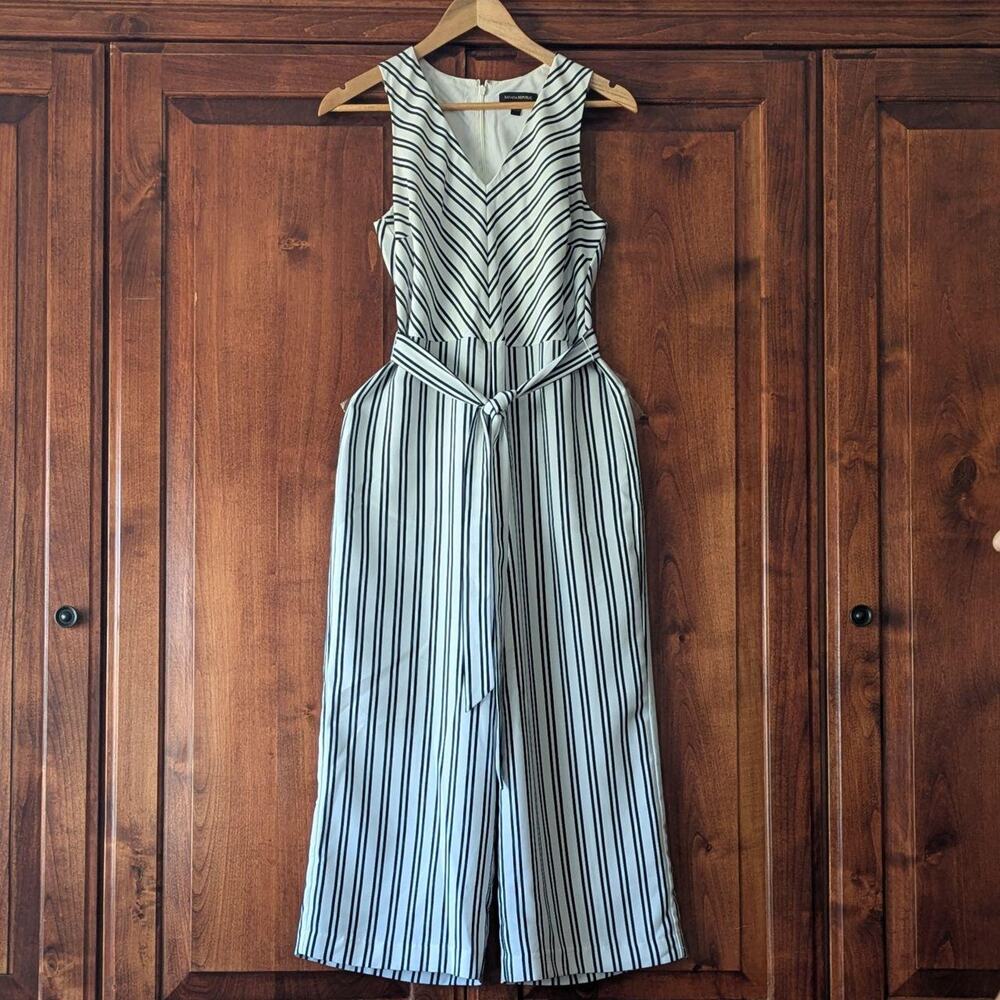 NWT Banana Republic Striped Wide-Leg Crop Jumpsuit with Belt - Size 4